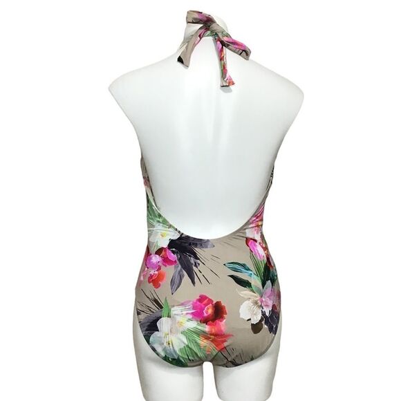 La Blanca Flora Beyond The Jungle Wrap Front Plunge Swimsuit NWT Size 12 - Picture 3 of 12